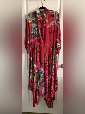 Elegant Soft Surroundings Multicolor Abstract Long Sleeve Maxi 100% Viscose